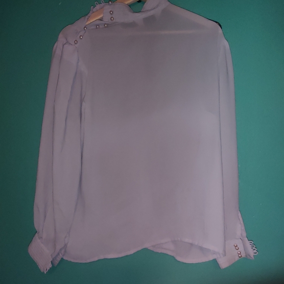 VTG pale lavender work blouse - Picture 2 of 4